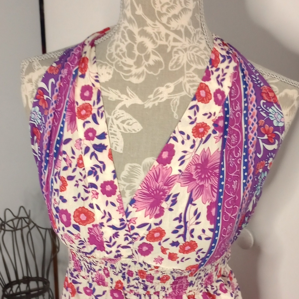 2 For $10 Khol's Floral Halter Dress with Purple and Pink Accents